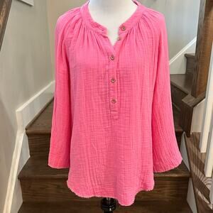 Elliott Lauren Elevated Casual Gauze Top - Pink Size Small
